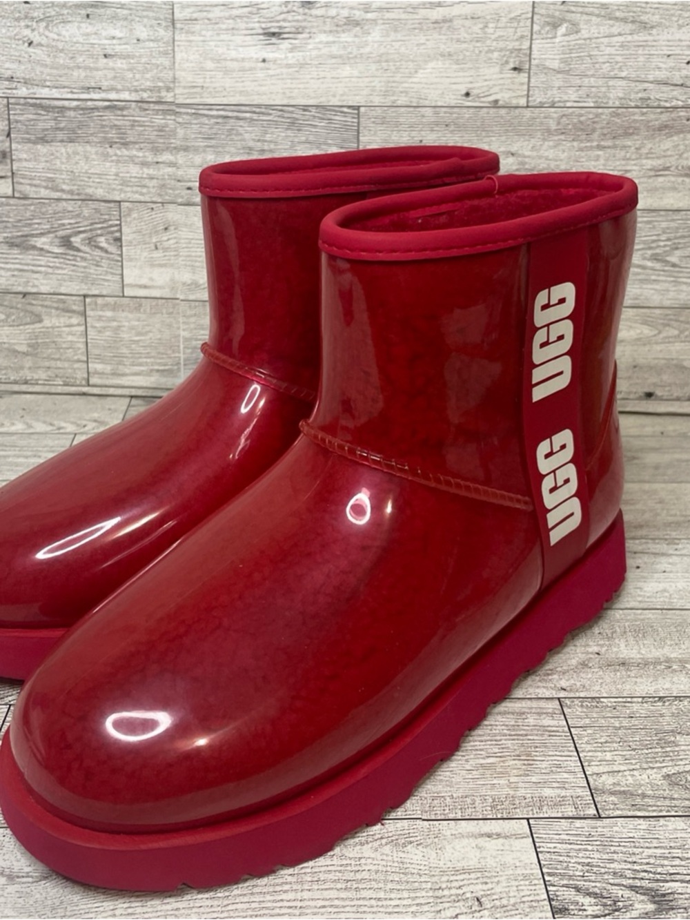 UGG Red Plush Lined Boot Interior